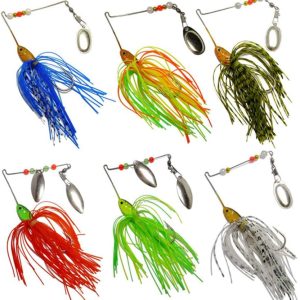 6 Pcs Fishing Lures Spinner Baits for Bass Fishing,Trout Salmon Hard Metal Spinnerbaits