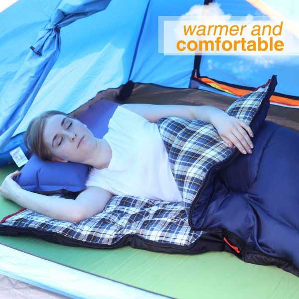 REDCAMP Cotton Flannel Sleeping Bag for Camping Backpacking, Adults Cold Weather Envelope Sleeping Bags with 2/3/4/6lbs Filling - Image 6