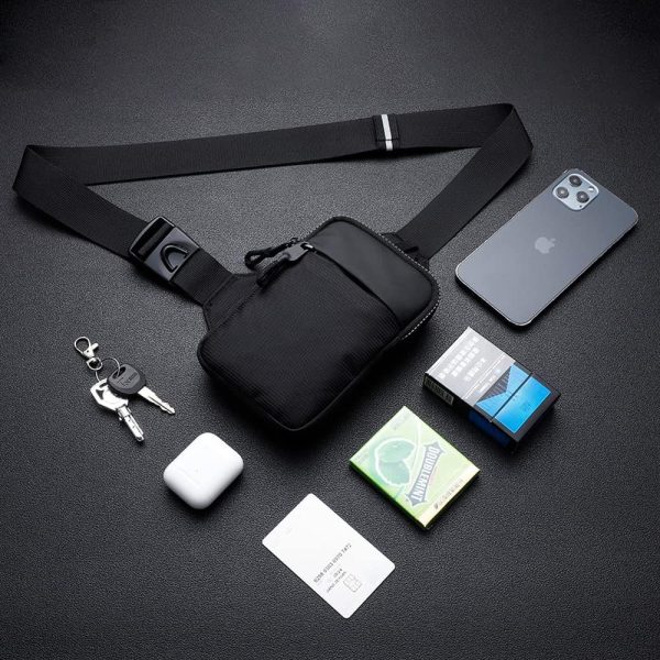 Mini Crossbody Sling Bag Chest Bag Dual Pocket Water Resistant Fanny Pack Running Phone Holder for Men Women Workout Travelling - Image 2